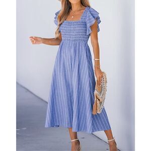 Simplee Chambray Ruffle Midi Dress, Small
#boho #jamgirl #country sweet modest